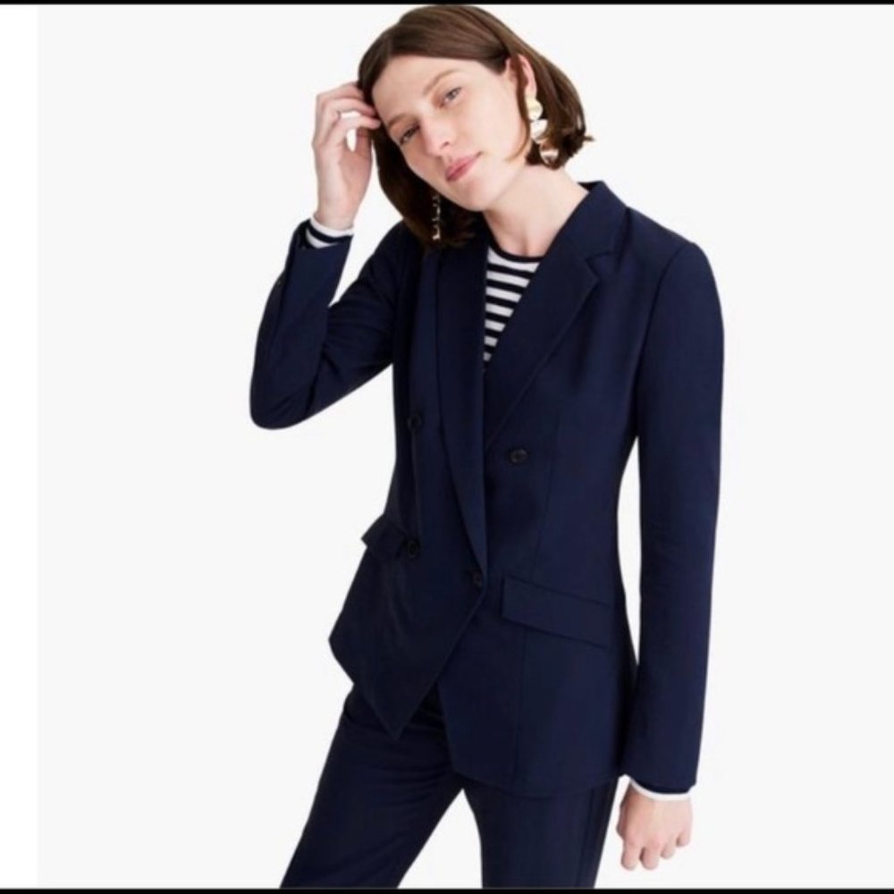 NWT J Crew Size 2 Navy Double Breasted Blazer